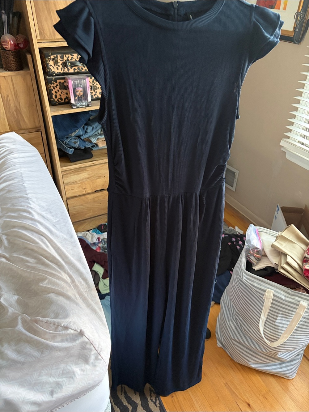 Pretty Garden Navy Short-Sleeve Jumpsuit - Medium